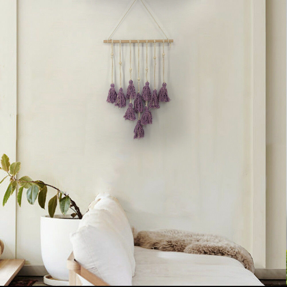 Purple  Macrame Wall Hanging Tapestry Woven Bohemian Art Backdrop Wedding Party