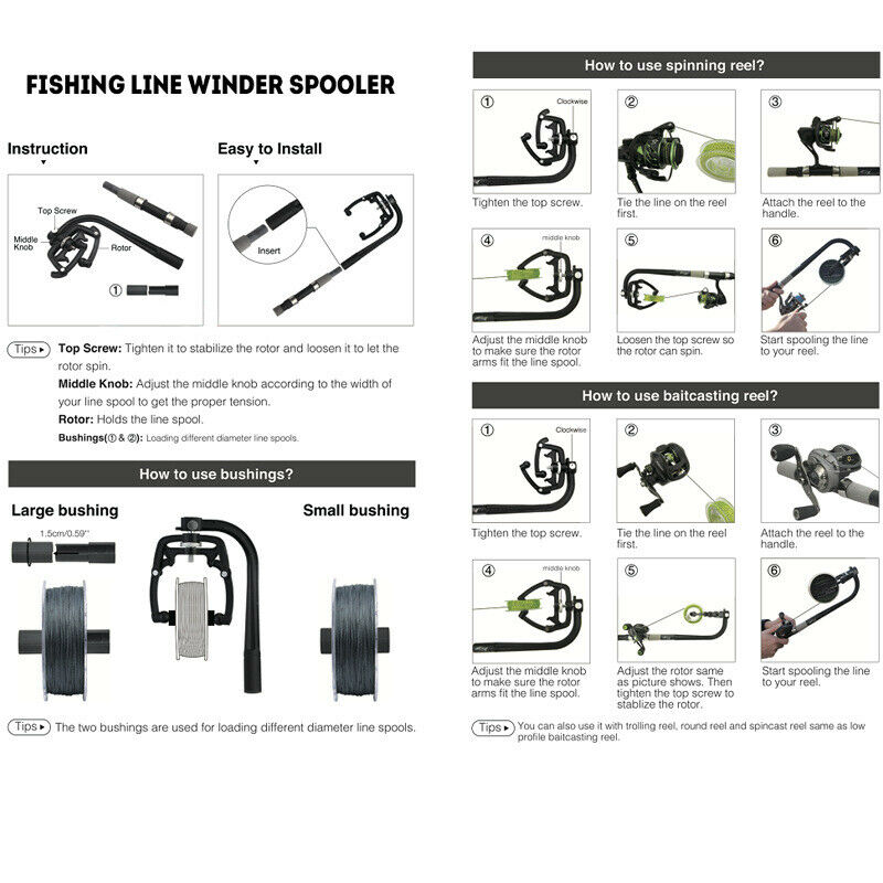 Pro Fishing Line Winder Spooler Machine Spinning Reel Spooling Station System