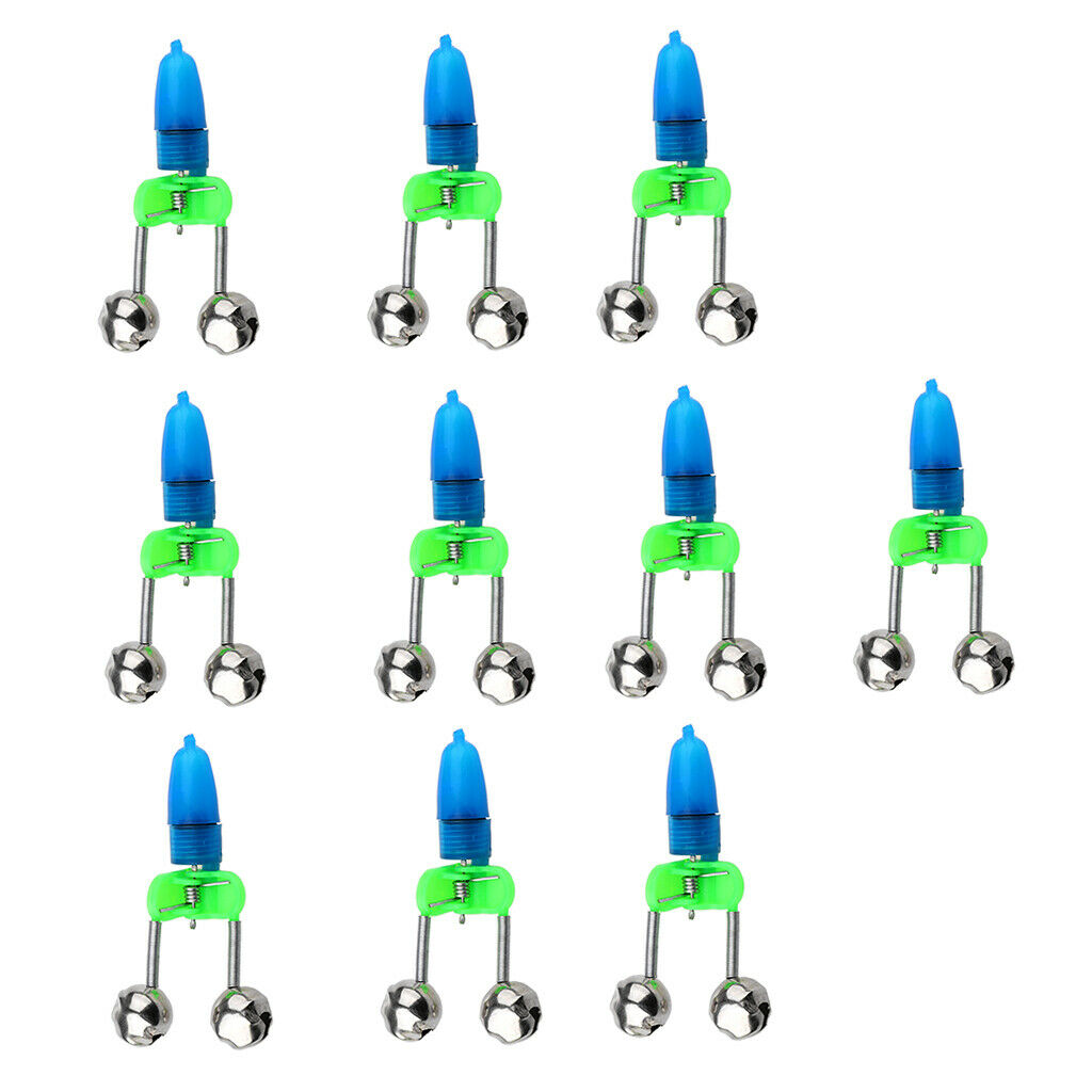 20 Pieces Night Fishing Bite Alarm Twin Bells Clip Alerter Ring Accessory