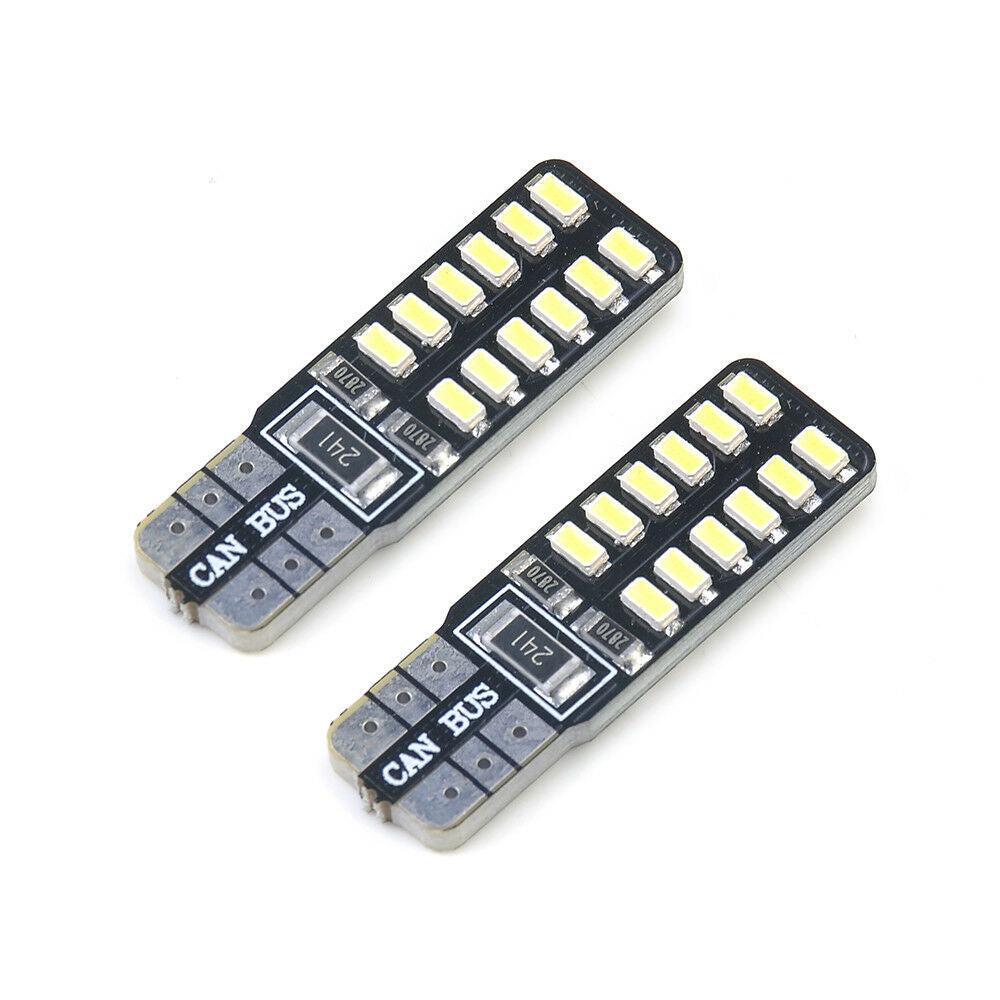 2x 194 W5W White LED Canbus Error Free License Plate Light T10 3014 24SMD Blubs/