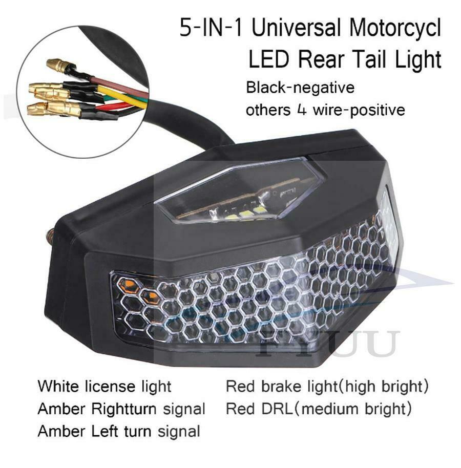 12V 5In1 Motorcycle ATV Rear Tail Brake Stop Indicator Signal Turn Signal Light