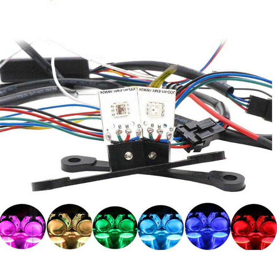 2Pcs/Lot RGB Blueteeth APP Demon Eye Car Headlight Bulb Kit LED Background Lamp