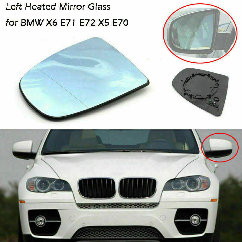 For BMW X5 E70 E70 LCI 2007-2013 Blue Driver Side View Mirror Glass Heated