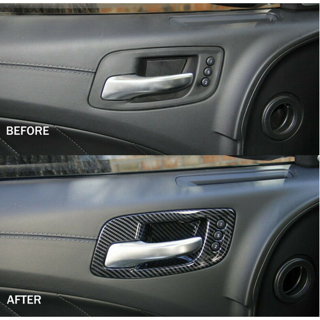 Set Carbon Fiber Style Door Handle Bowl Cover Trim Fit for Dodge Charger 11-21
