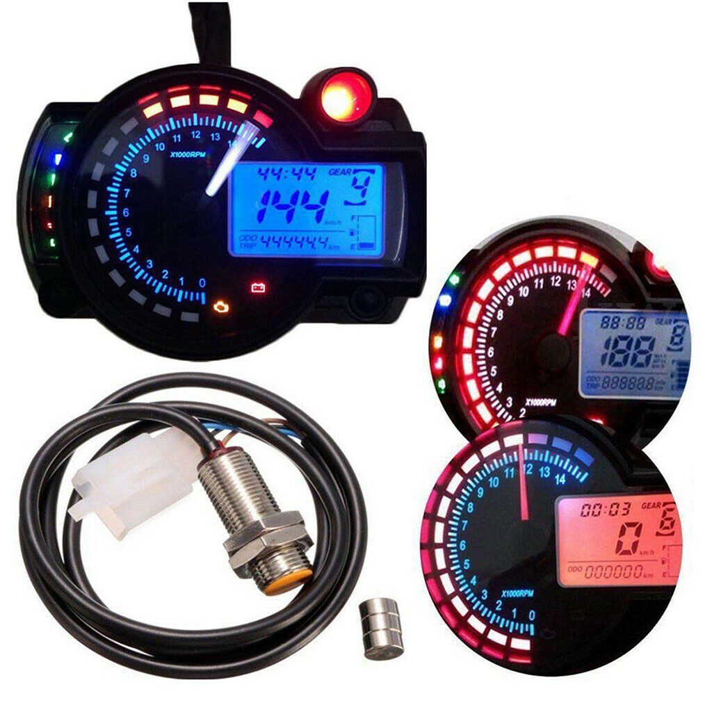 Motorbike Motorcycle Digital Speedometer Odometer Tachometer Gauge 14000RPM