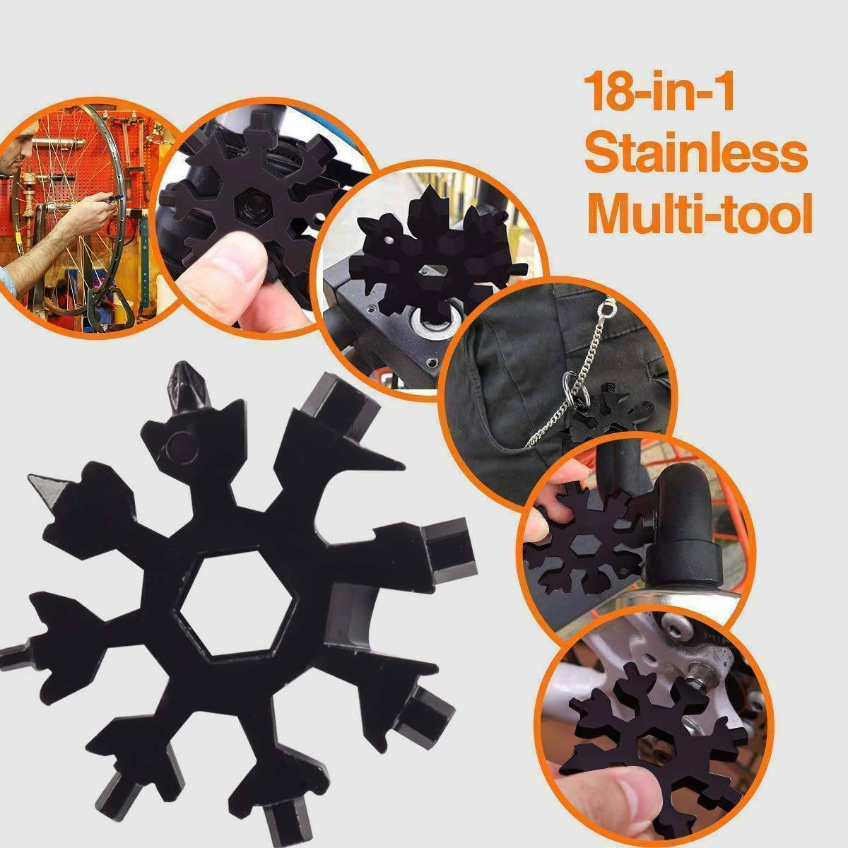 18In1 Stainless Tool MultiTool Portable Snowflake Shape Key Chain Screwdriver US