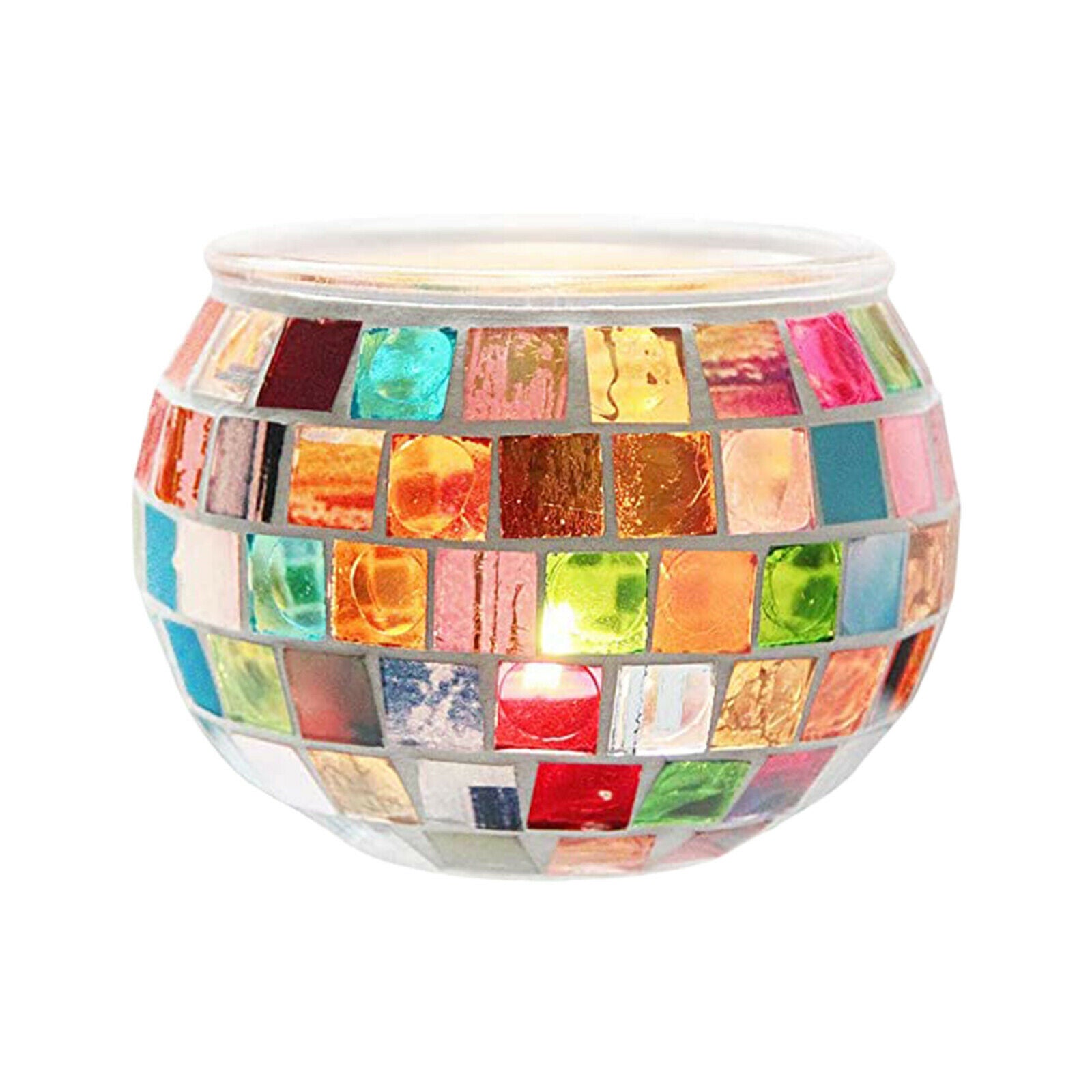 Modern Mosaic Glass Candle Holder Votive Candlestick Centerpiece Party Decor