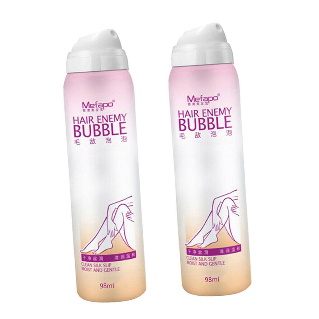Pack of 2 Depilatory Bubble Painless Hair Removal Spray   No Damage