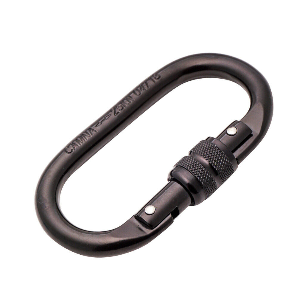 Prettyia Mountaineering Climbing Carabiner Steel Screw Locking Hook 25KN