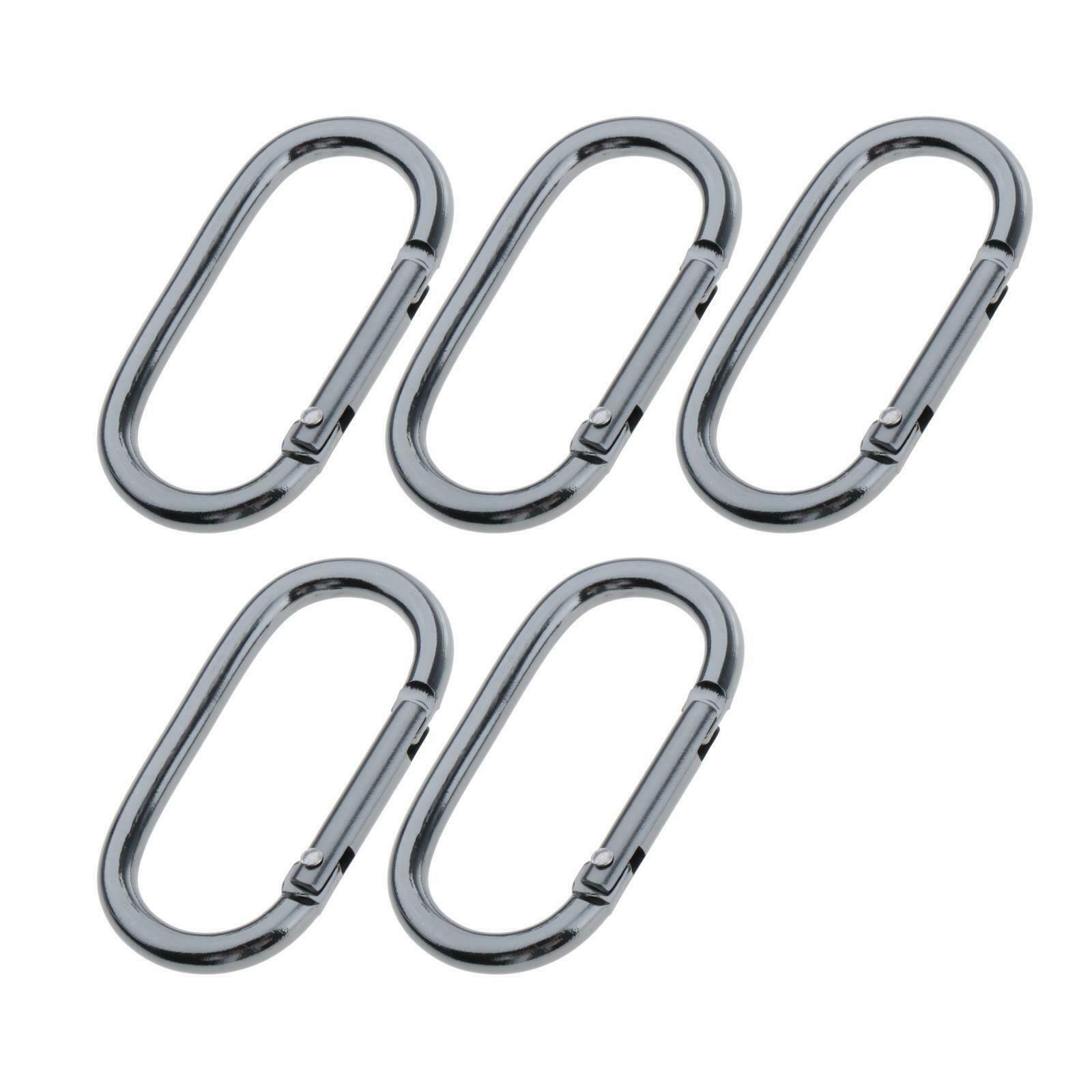 5Pcs Aluminum Snap Hook Carabiner Oval Key Chain Clip Keychain Hiking Camp