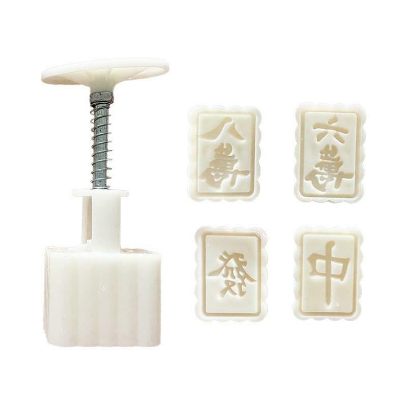 4pcs Mahjong Stamps 50g Mooncake Mould for Mid-Autumn DIY Pastry Gadget