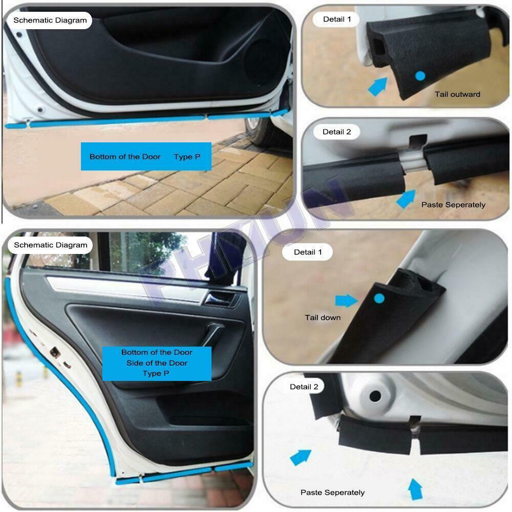 4M P-Type Rubber Weatherstrip Car Door Window Edge Noise Insulation Seal Strip