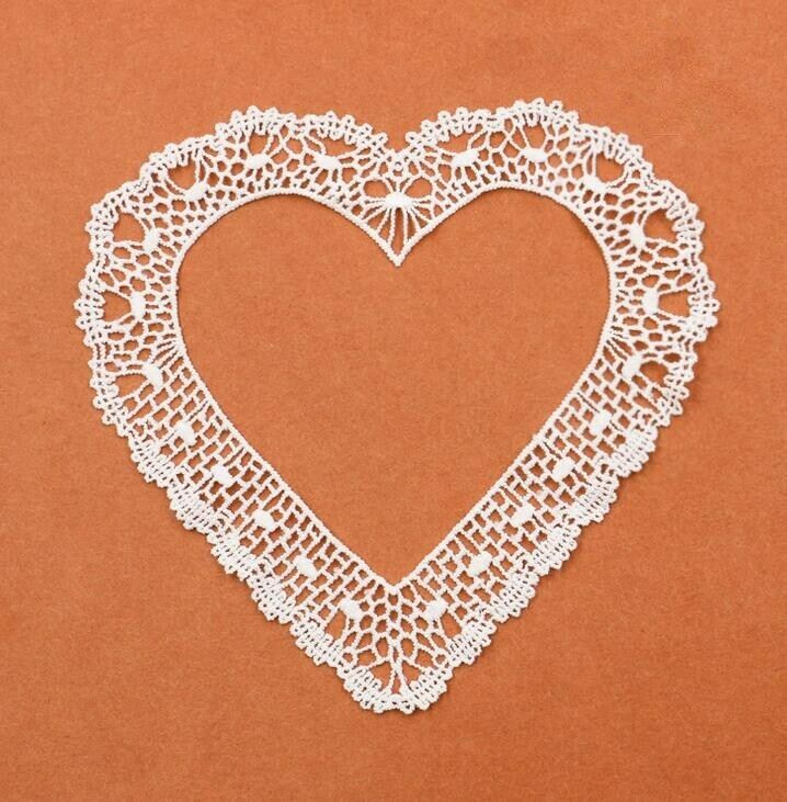 5pcs Heart-shape Milk silk Embroidered Lace applique Clothing Accessories