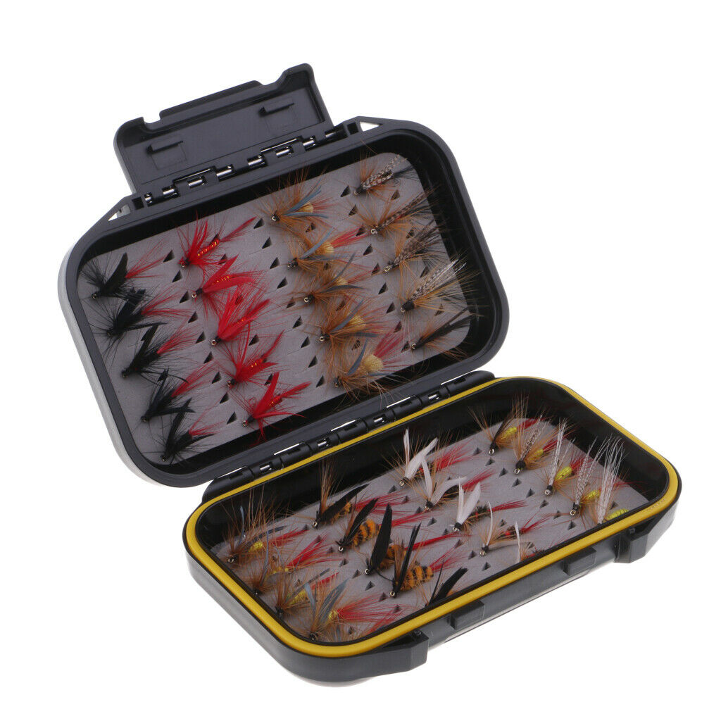 40pcs Wet/Dry Fly Fishing Lures Stream Trout Fishing Insect Flies Assortment