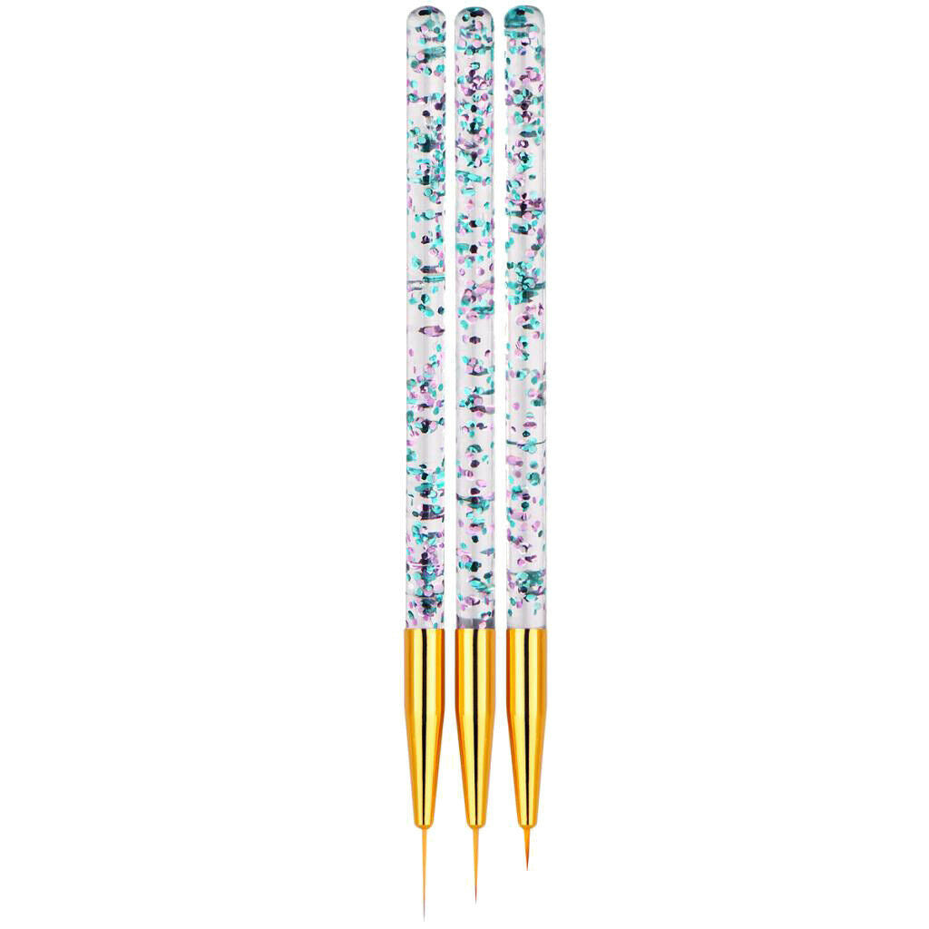 9x Fine] 7/9/14mm Nail Art Brush Set for Strokes Blending Tiny Details