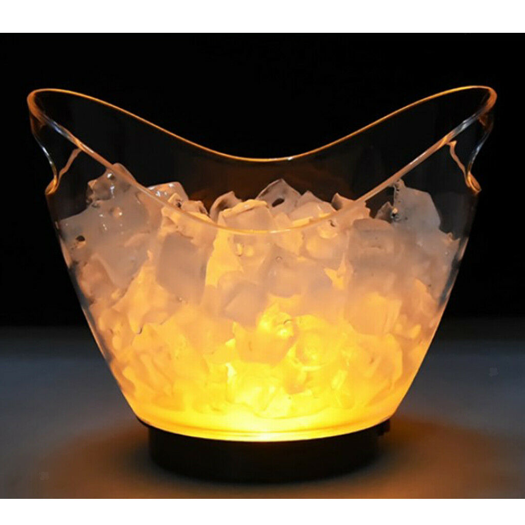 LED Luminous Ice Bucket Cooler Barrel Drink Freezer Tub for Parties Bar Pub