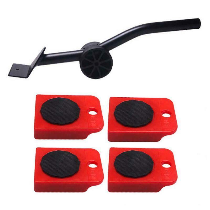 5pcs Furniture Lifter Slider Kit Heavy Stuff Mover Tool Wheeled Roller Wheel Bar