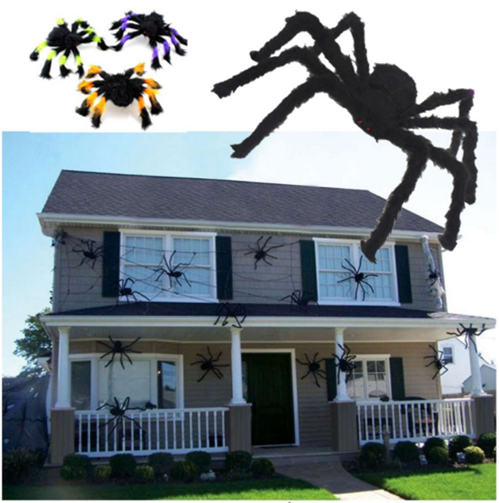 Big Spider Halloween Decoration Haunted House Prop Indoor Outdoor Black Giant US