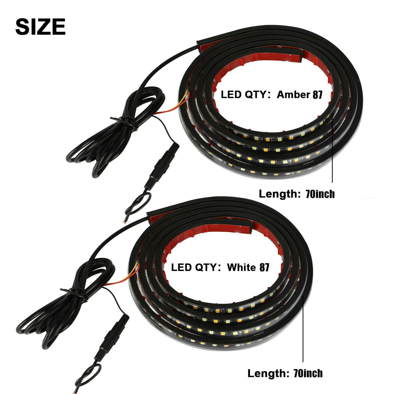 2X 70" Running Board LED Light Side Step Strip Bar White Amber Turn Signal Truck