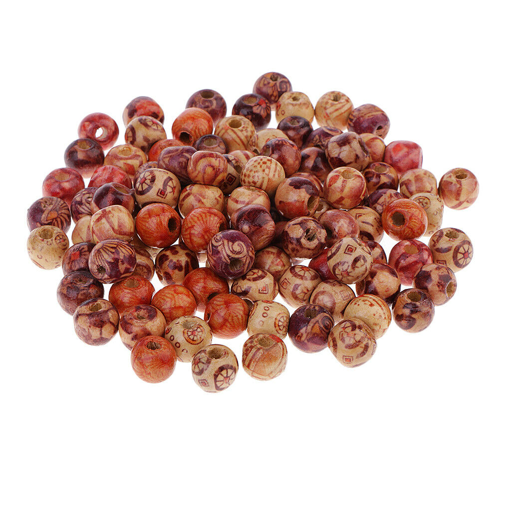 Pack 100 Round Wood Spacer Bead Wooden Ball Beads DIY Craft Jewelry Bracelet
