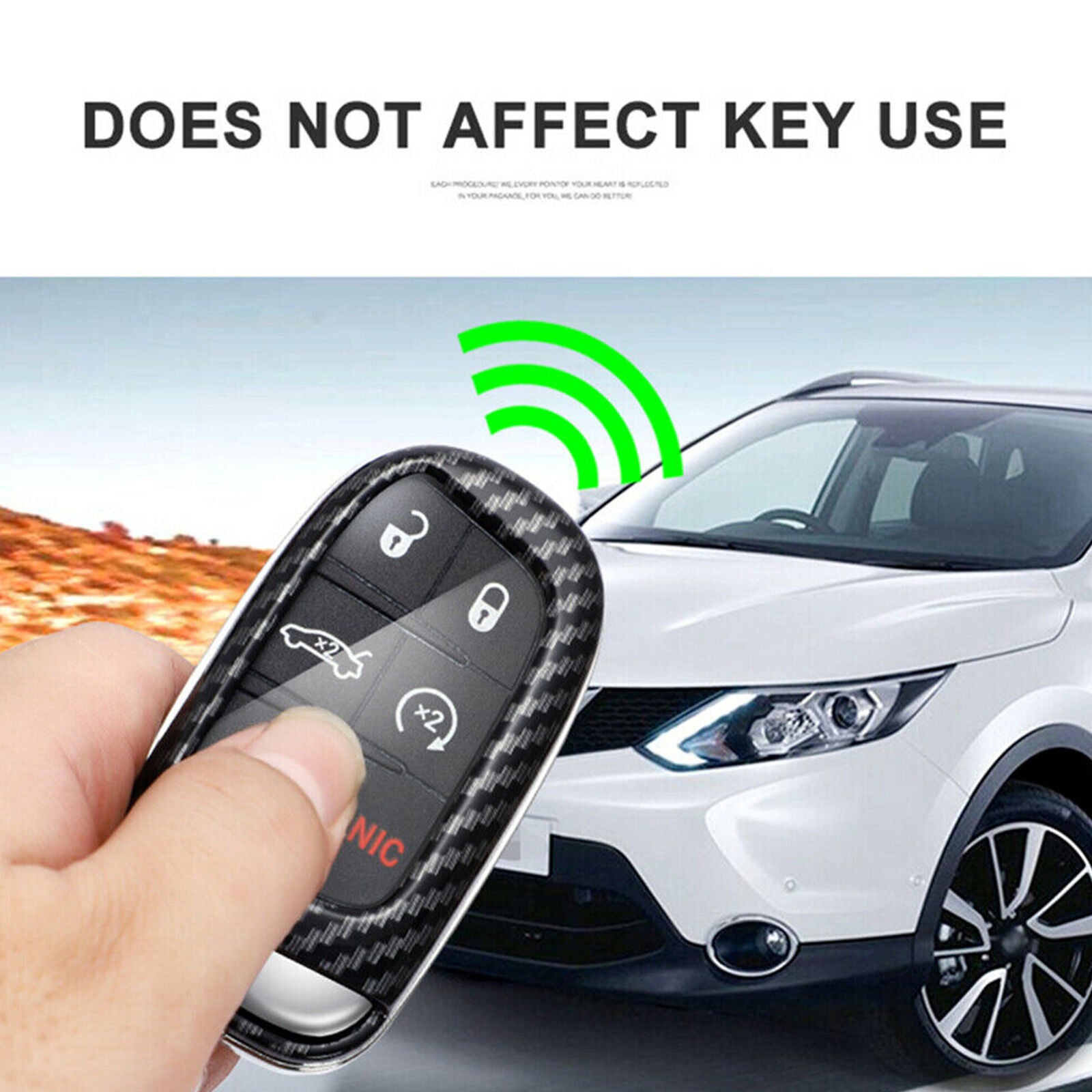 Car Key Case Cover Shell keyring For Jeep Chrysler Dodge 2011-up Carbon Fiber