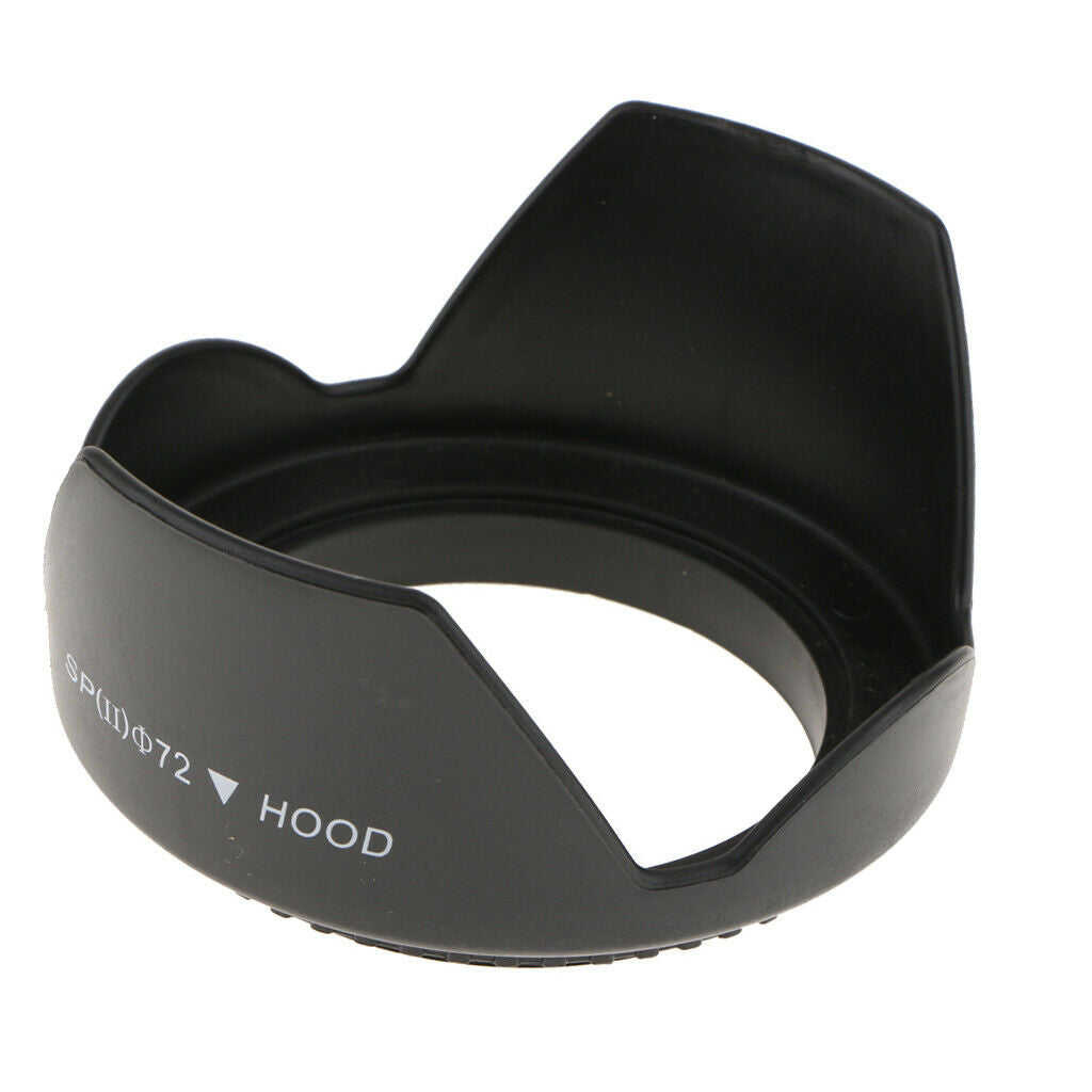 72mm Plastic Standard Crown Petal Flower Shaped Camera Lens Hood Black
