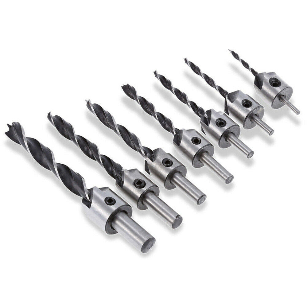 7 pcs Drill Bit Wood 5 Flute HSS Countersink Set 3 4 5 6 7 8 10mm Carpentry Tool