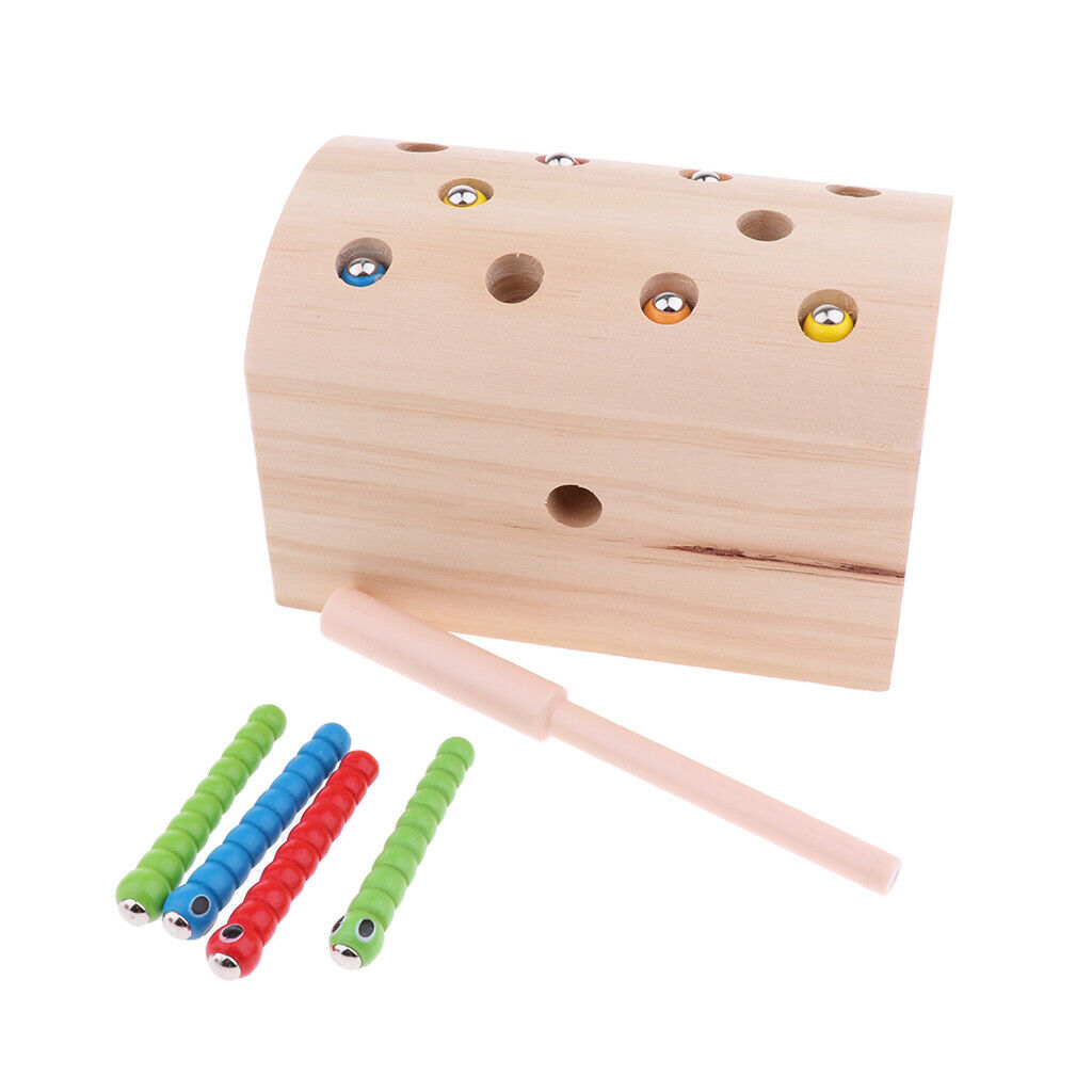 Wooden Magnetic Catch Insects Game Toys Set Kids Children Montessori Educational