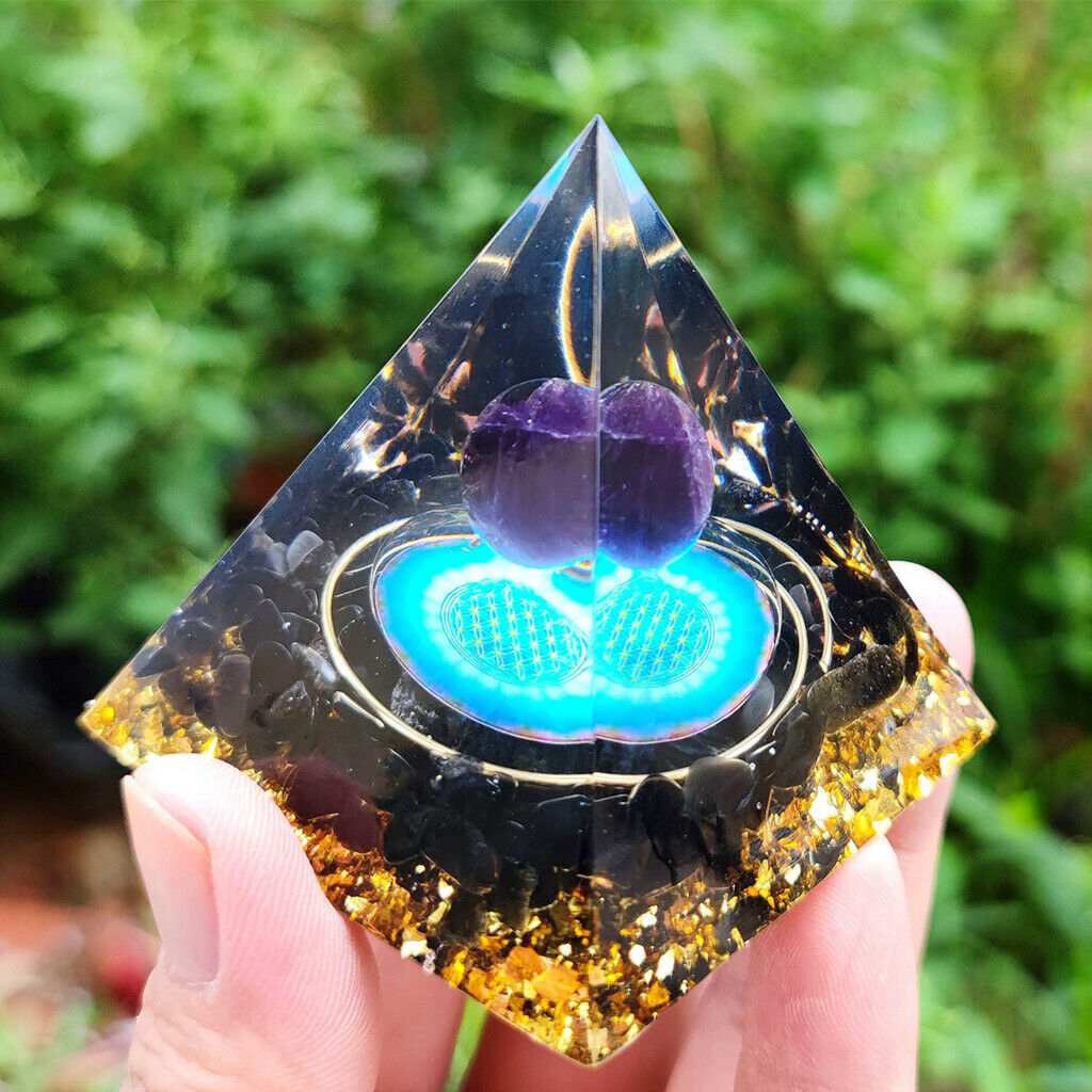 Natural Decorative Handmade Amethyst Pyramid Crystal Sphere Home Ornament