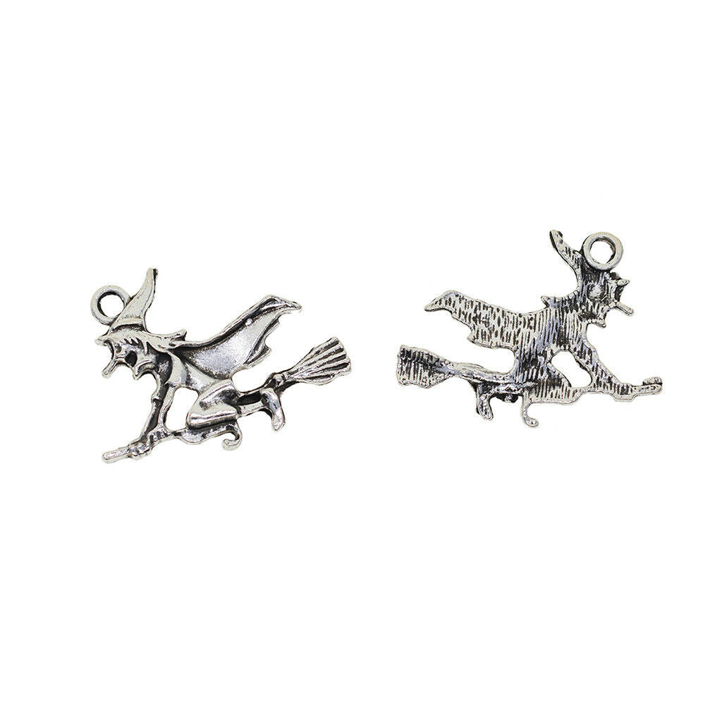 20Pcs Witch on Broomstick Halloween Charms DIY Choker Necklace Jewelry Craft