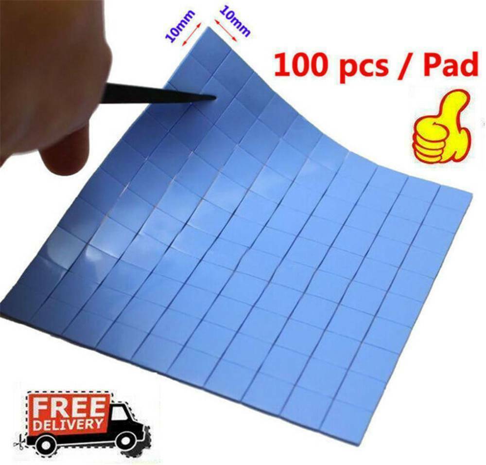 100pc Thermal Pad GPU CPU Heatsink Cooling Conductive Silicone Pad 10x10x1mm New
