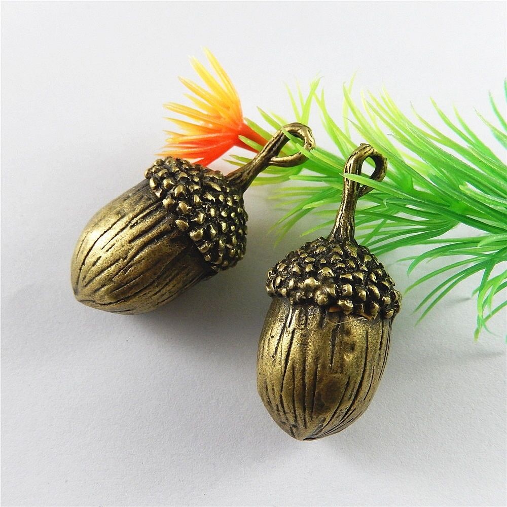 5pcs Antiqued Bronze Alloy Acorn Pendant Charm Handmade Jewelry Craft 40x18x16mm