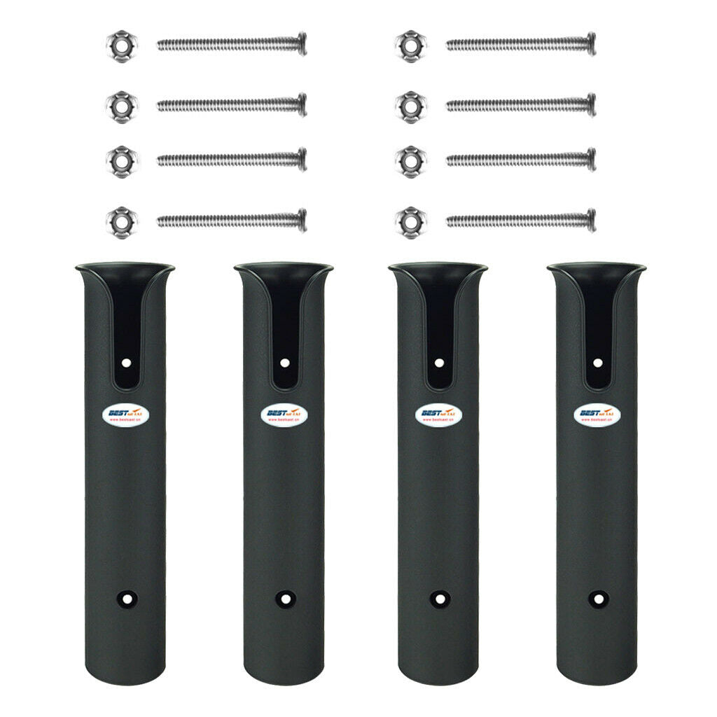4PCS Black Plastic Boat Fishing Rod Holder 4 Tube For Boat Marine Well Made