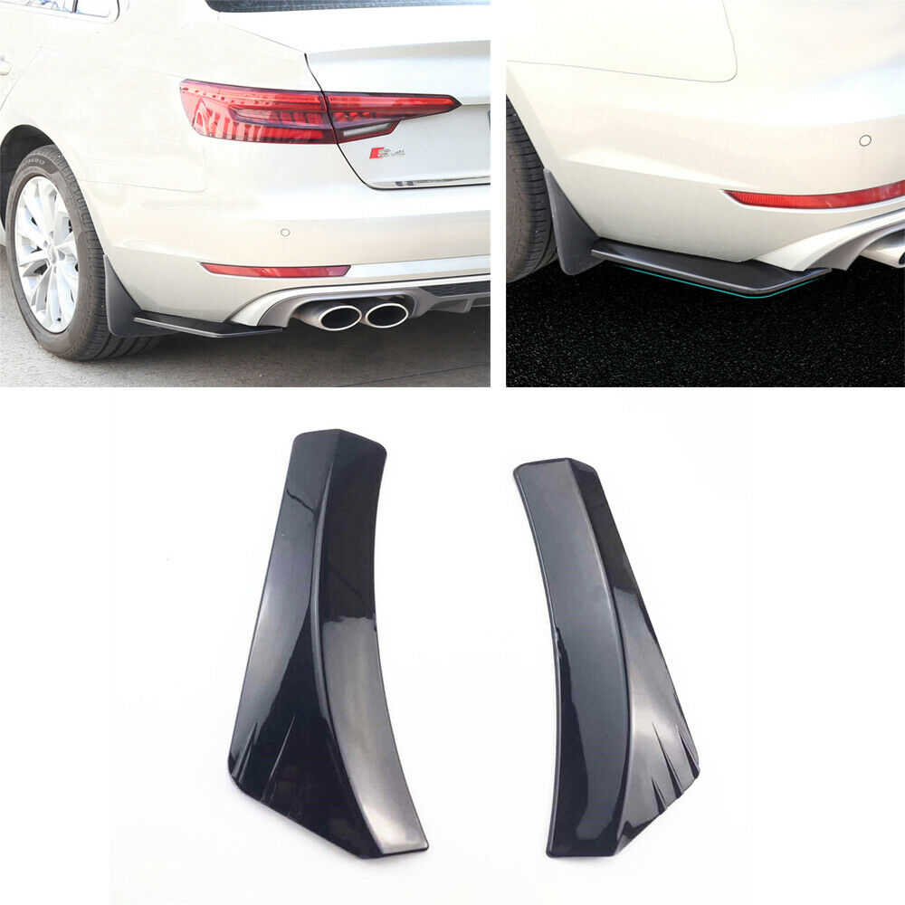2x Car Rear Bumper Lip Splitter Protector w/ Screws Glossy Black ABS Universal