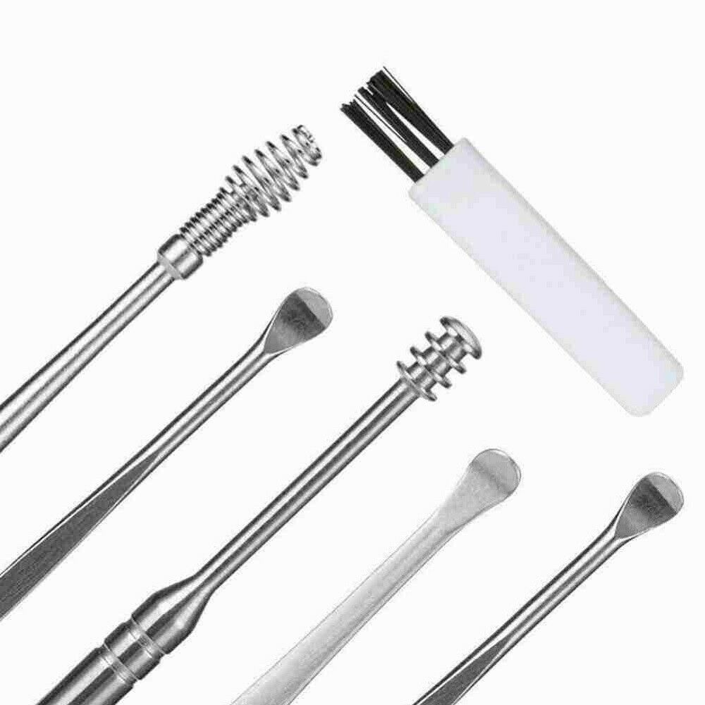 Top Stainless Steel Innovative Spring Ear Wax Cleaner Tool 6PCS/Set