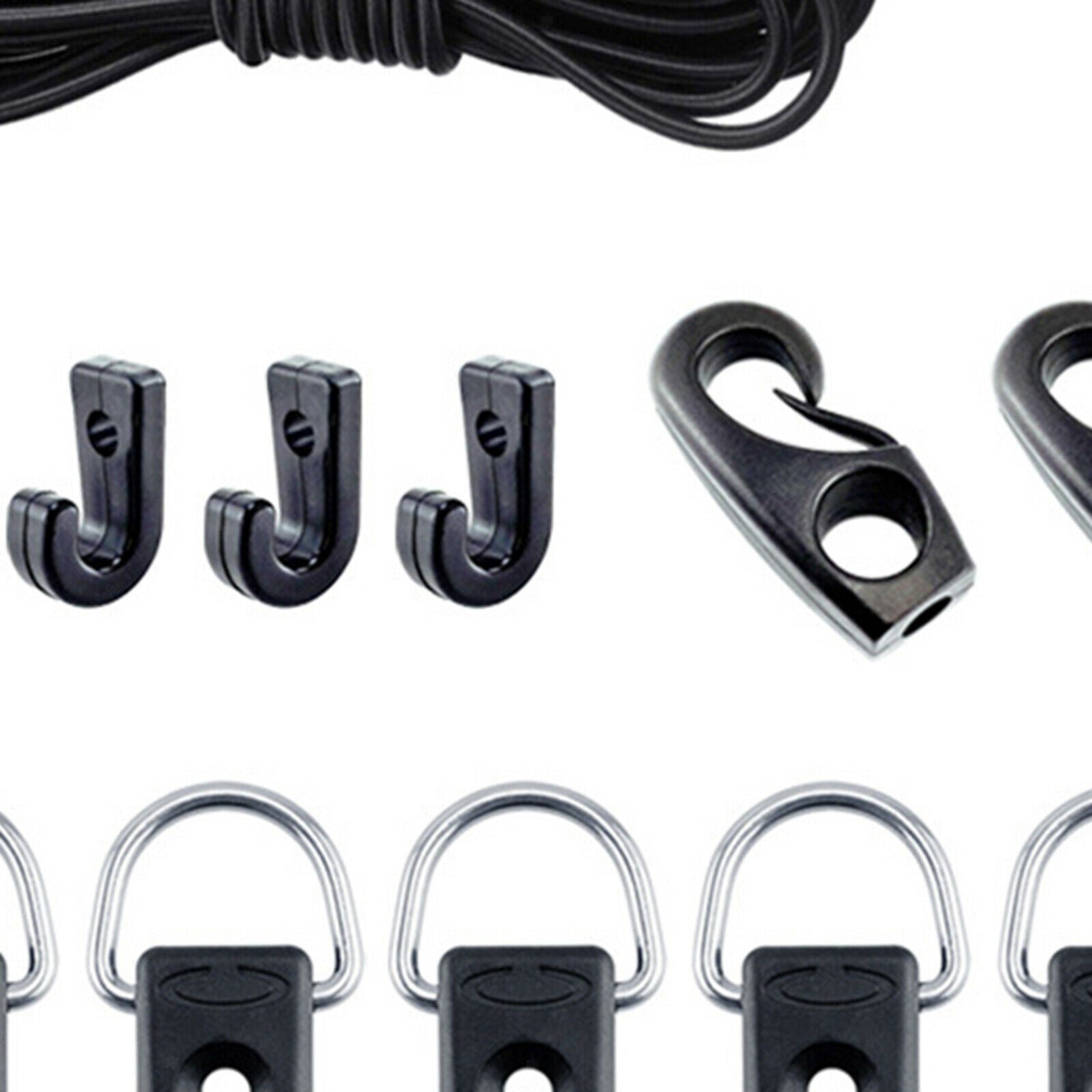Kayak Deck Rigging Kit with Bungee Cable Ends 6 J-Hooks for Boat Camping Kit
