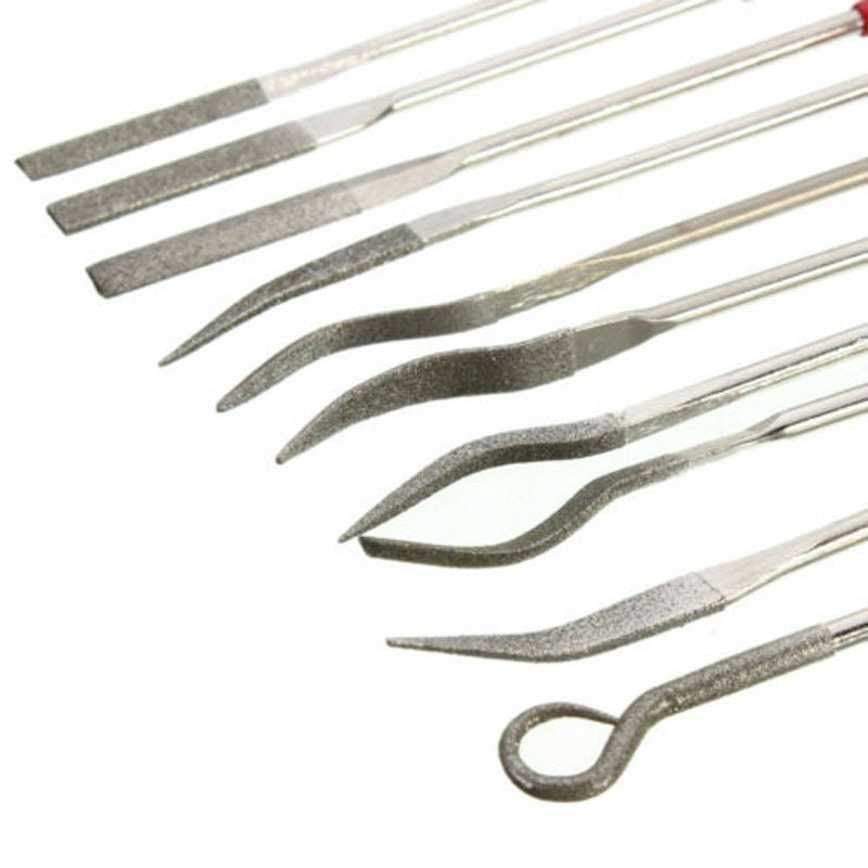 10Pcs Diamond Coated Riffler File Mechanical Watch Jewelry Files Tool Set 140mm