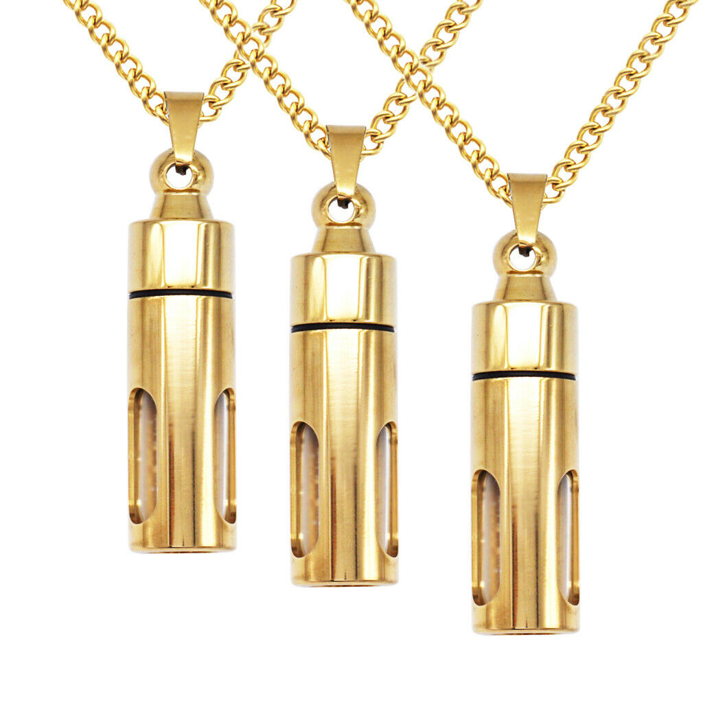 3x Openable Cylinder Tube Necklace Chain Pet Urn Keepsake Memorial Jewelry