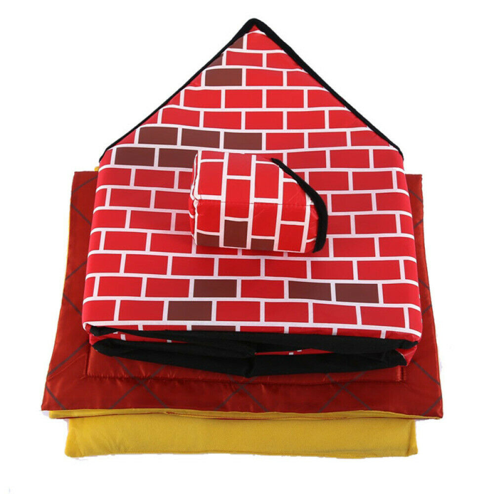 Pet House Small Dogs Cats Puppy Bed Soft Warm Chimney Brick House Washable