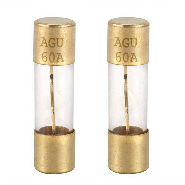 Audio Car 60A 38mmx10mm AGU Glass Tube Fuses 2 Pieces Z2G7