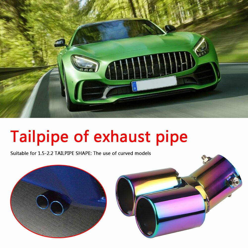 Bent Dual Exhaust Tip Bolt-on Straight Cut Tailpipe Tip 2.5 inch ID Inlet @