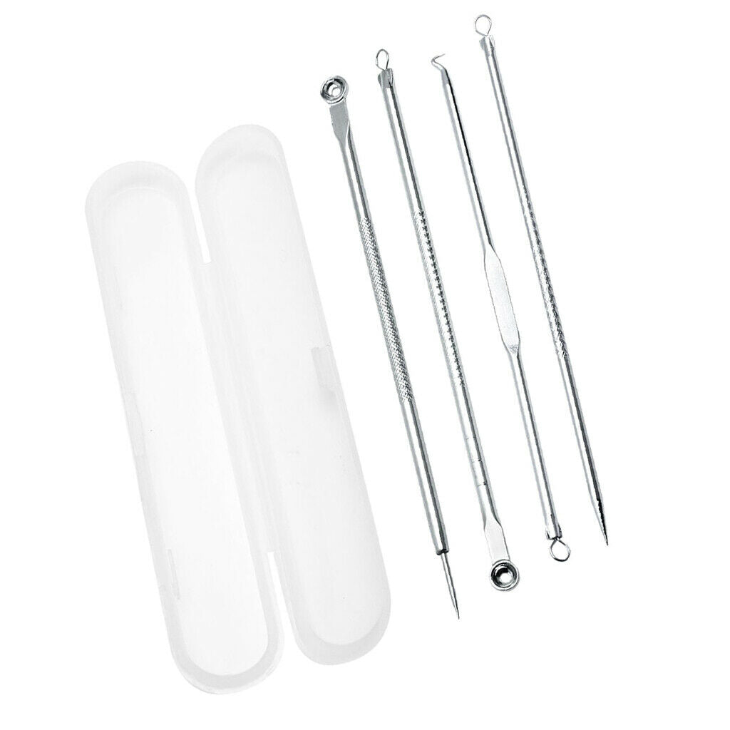 4 Piece Blackhead Acne Comedone Blemish Extractor Remover Stainless Tool Kit