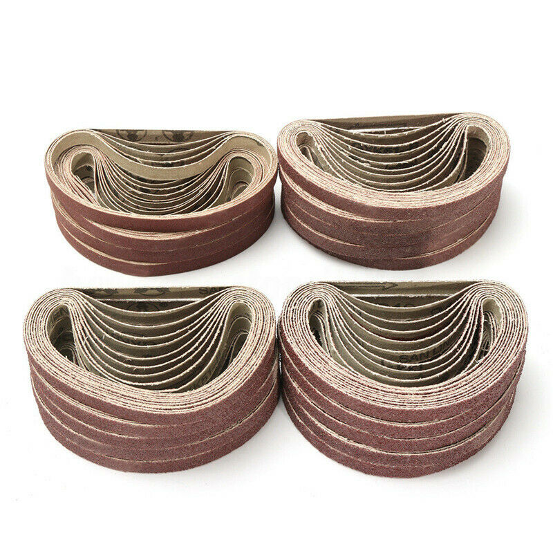 70pcs 7Grits Sanding Belts 3/8"x13" Grinding Aluminium Oxide Sander 40-320 Grit