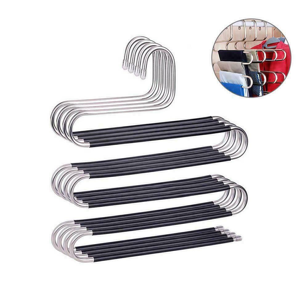 Pants Hangers Non Slip Updated S-Shaped 5 Layers Hangers Closet Space Saver US