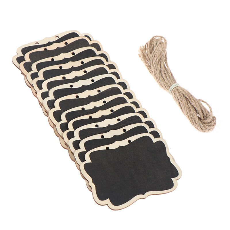12Pcs/set Hanging Rope Wooden Blackboard Message Black Boa.l8