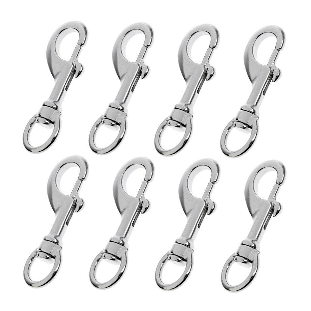 8-Pack 316 Stainless Steel Single Ended Bolt Snap Hook Marine Grade Single End