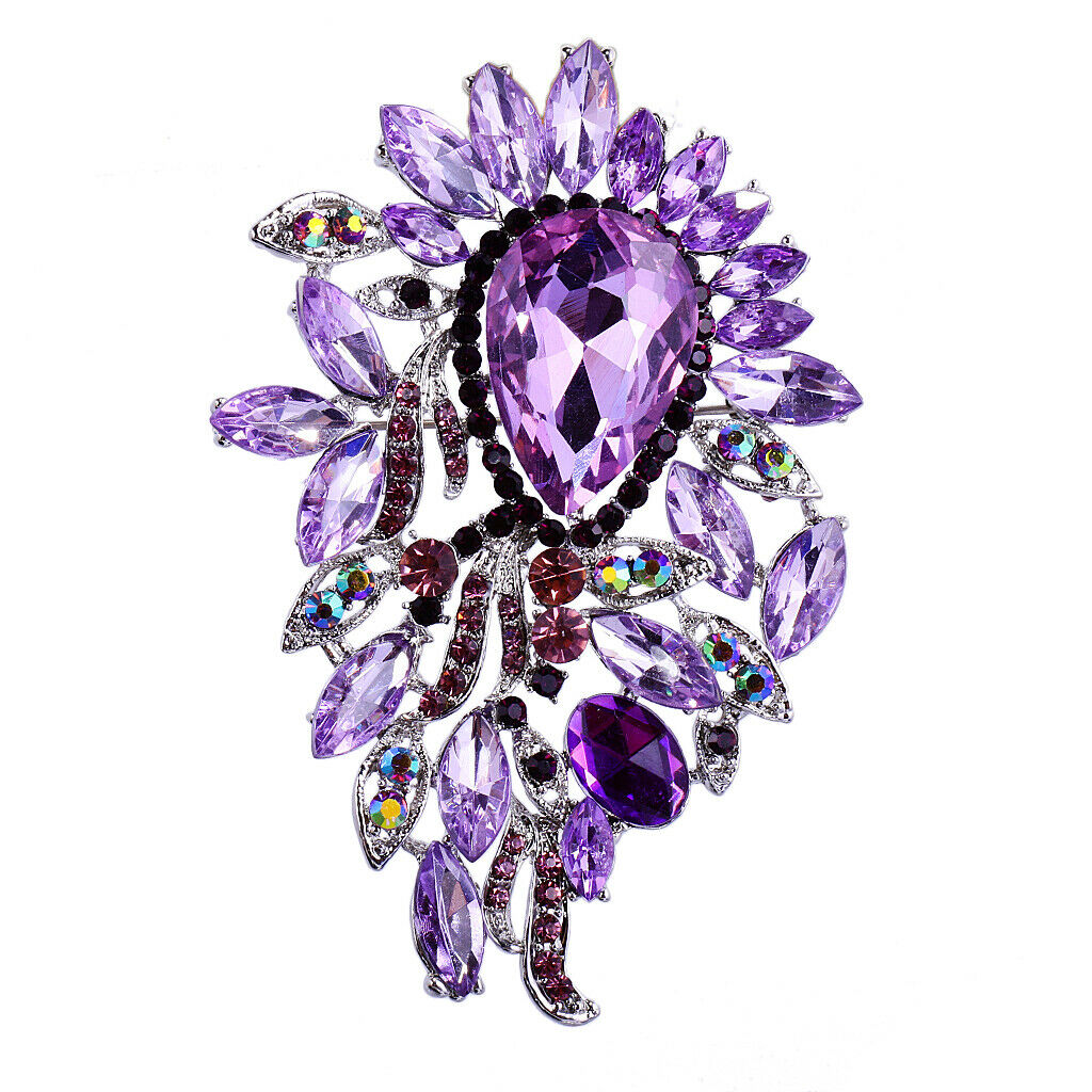 Sparkly Big Waterdrop Fully-Jewelled Rhinestone Brooch Pin Wedding Jewelry
