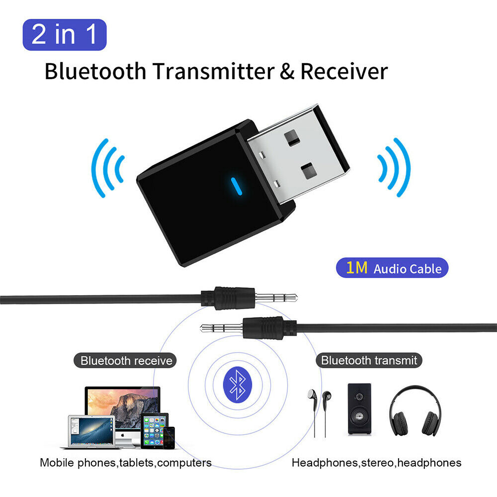 Bluetooth Stereo Wireless Audio Transmitter Receiver USB PC Dongle Adapter!