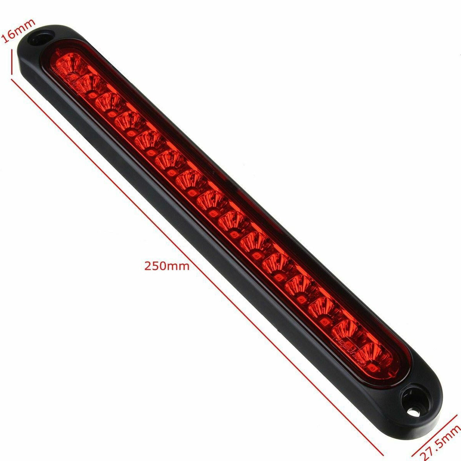 2PCS 25CM 15 LED Red Sealed Trailer Truck RV Stop Tail Rear Brake Turn Light Bar
