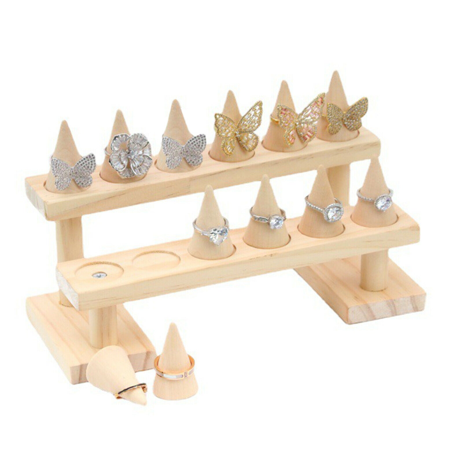 Solid Wood Finger Ring Display Decorative Display Stands for Jewelry Storage